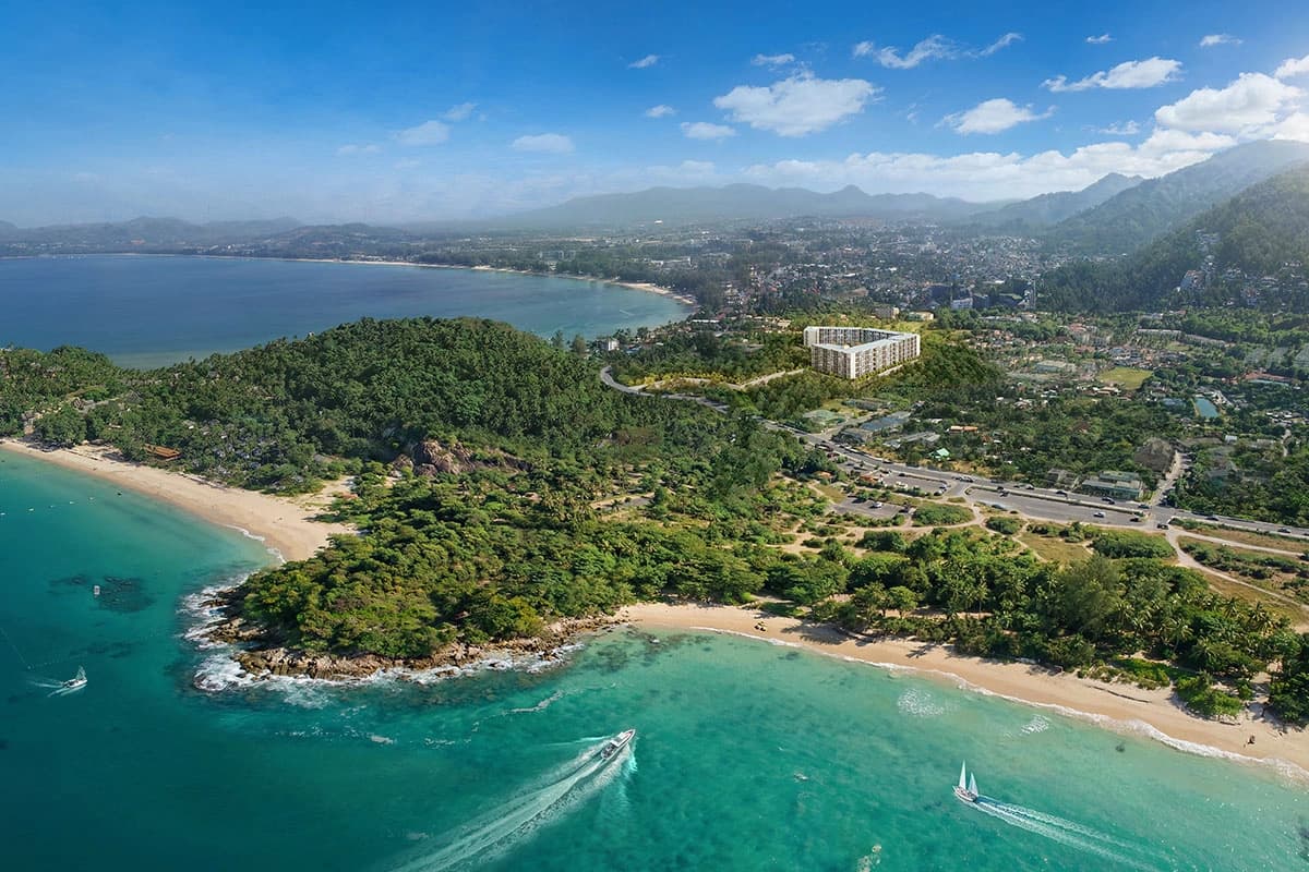 Aerial view of the Andaman coastline, Phuket